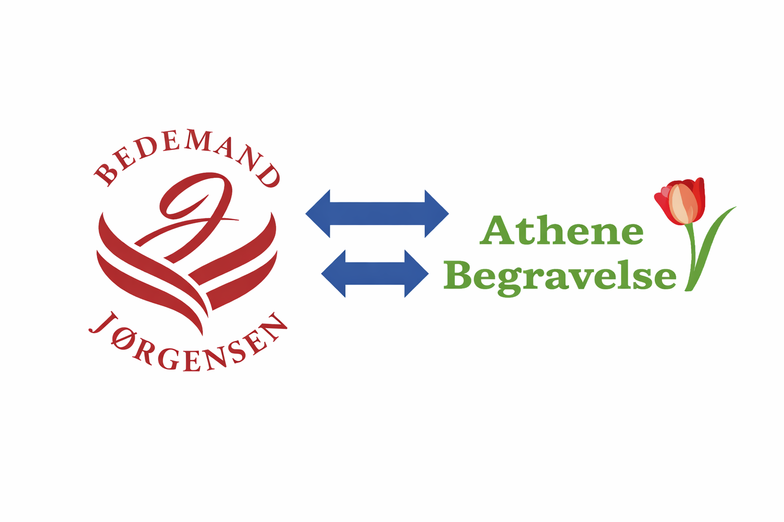 fusion imellem bedemand inga og athene begravelse vist med logo og pile
